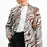 ASOS DESIGN Double Breasted Suit Blazer With Linen In Animal Print