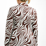 ASOS DESIGN Double Breasted Suit Blazer With Linen In Animal Print
