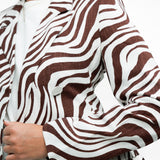 ASOS DESIGN Double Breasted Suit Blazer With Linen In Animal Print