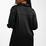 Topshop Satin Oversized Shirt In Black