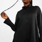 Topshop Satin Oversized Shirt In Black