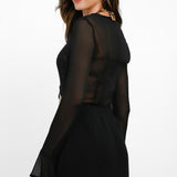 SNDYS x Molly King Cut Out Detail Long Sleeve Mini Dress In Black