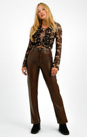 Guess Originals Pu Straight Leg Carpenter Trousers In Brown