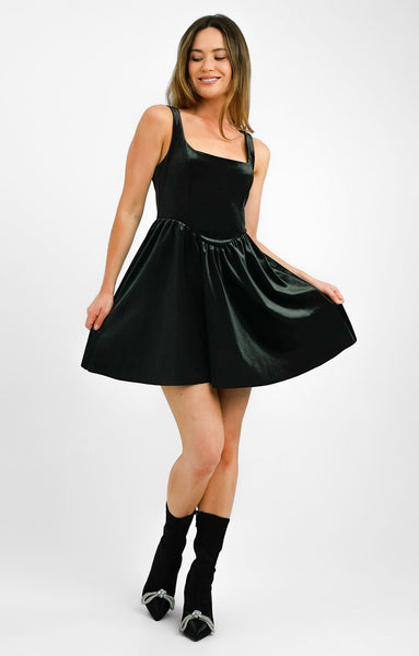 Rent Miss Selfridge Petite Velvet Corset Mini Dress In Black