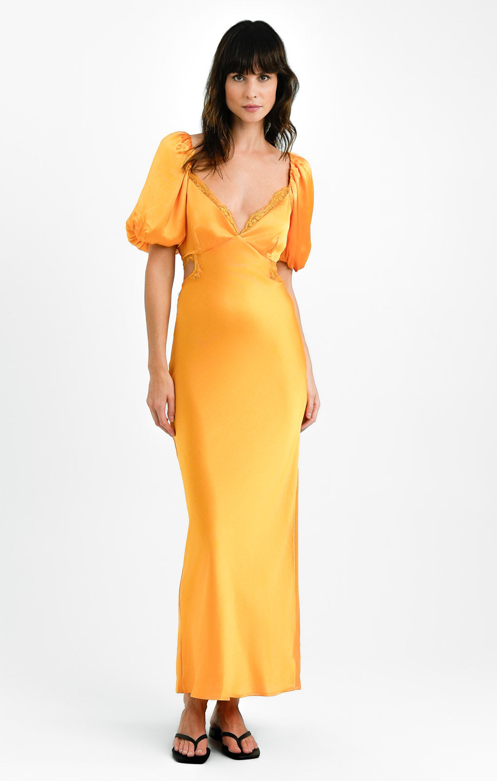 ASOS DESIGN Tall Satin Milkmaid Lace Trim Maxi Dress With Strappy Back In Gold