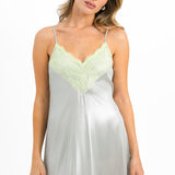 Topshop Lame And Lace Cami Midi Dress In Silver And Lime
