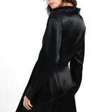 Topshop Tall Satin Tie Mini Shirtdress In Black
