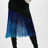 Topshop Ombre Fringe Midi Skirt In Blue And Black