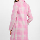 Helene Berman Ruth Long Blanket Coat In Pink Dogtooth