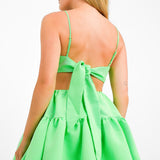Bardot Structured Cut-Out Mini Dress With Pockets In Vibrant Green