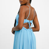 ASOS DESIGN Baby Doll Ruched Bust Maxi Dress In Turquoise