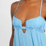 ASOS DESIGN Baby Doll Ruched Bust Maxi Dress In Turquoise