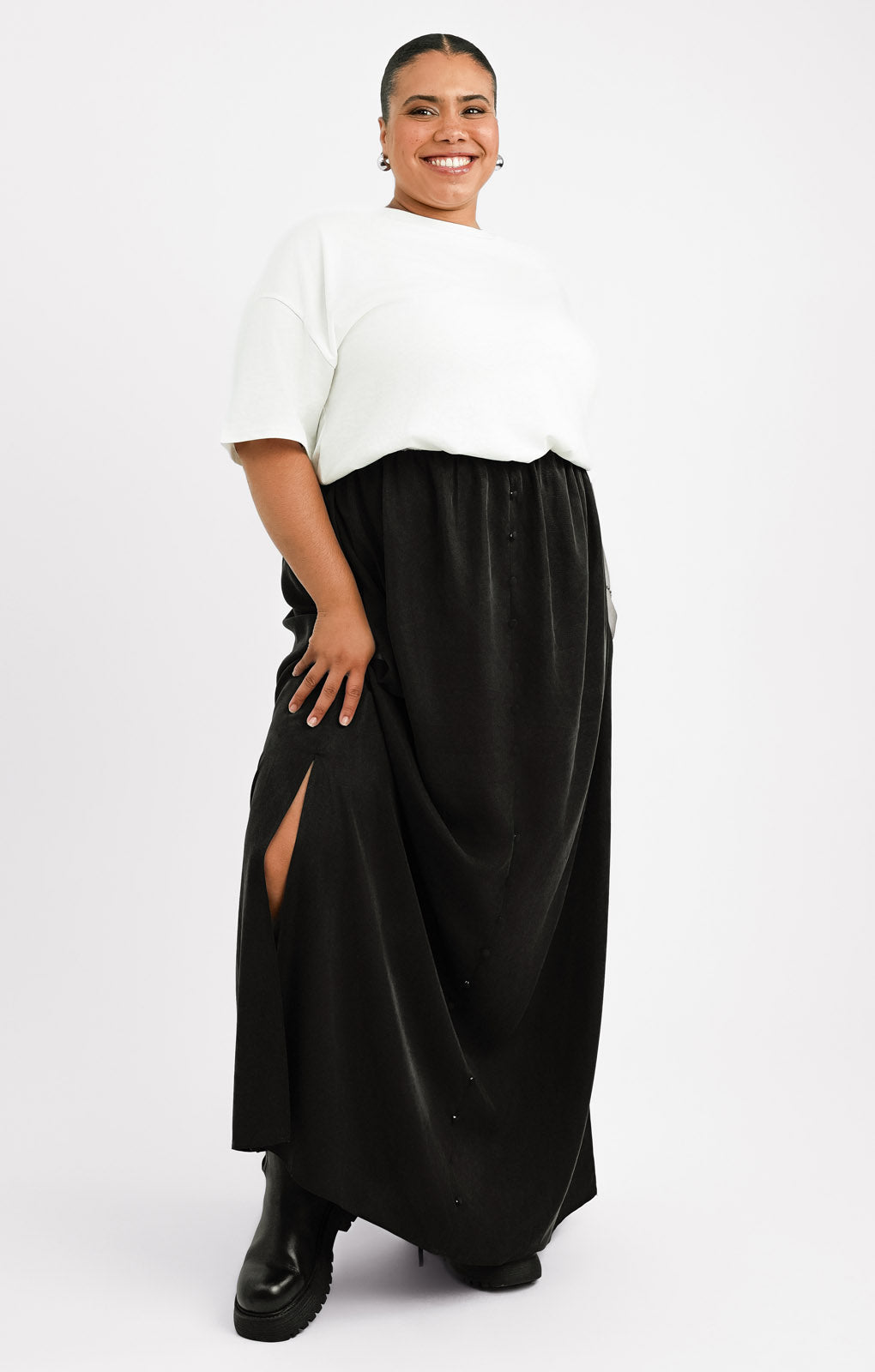 ASOS DESIGN Curve Multiway Button Through Midi Smock Cami Dress In Black