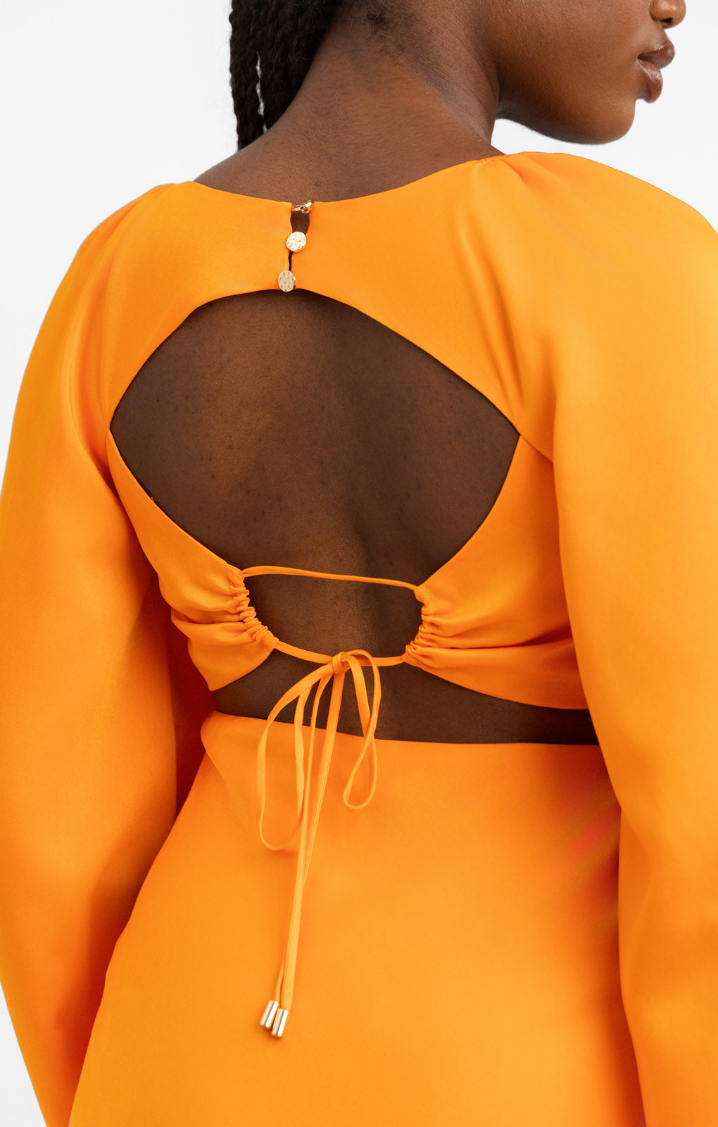 Forever New Long Sleeve Cut Out Maxi Dress In Orange