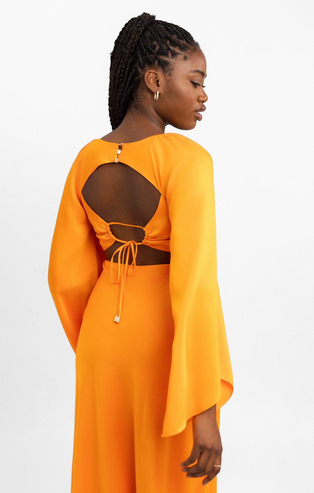 Forever New Long Sleeve Cut Out Maxi Dress In Orange