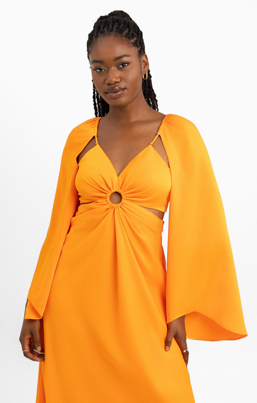 Forever New Long Sleeve Cut Out Maxi Dress In Orange