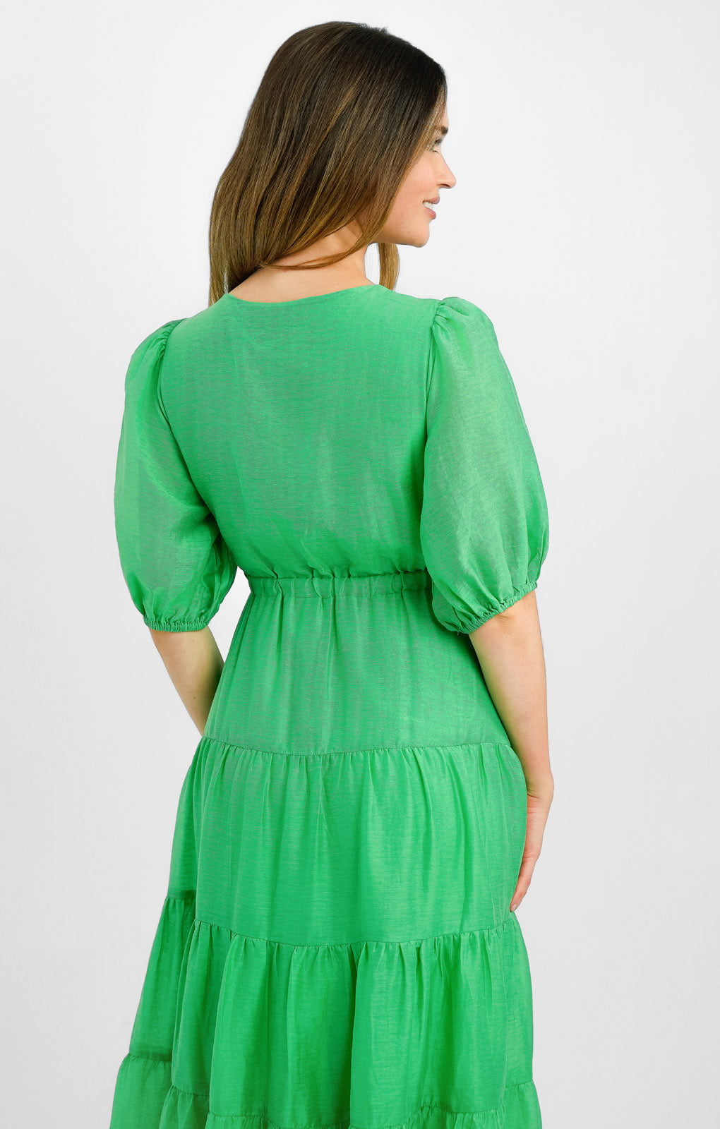 Forever New Petite Short Sleeve Cut Out Maxi Dress In Green