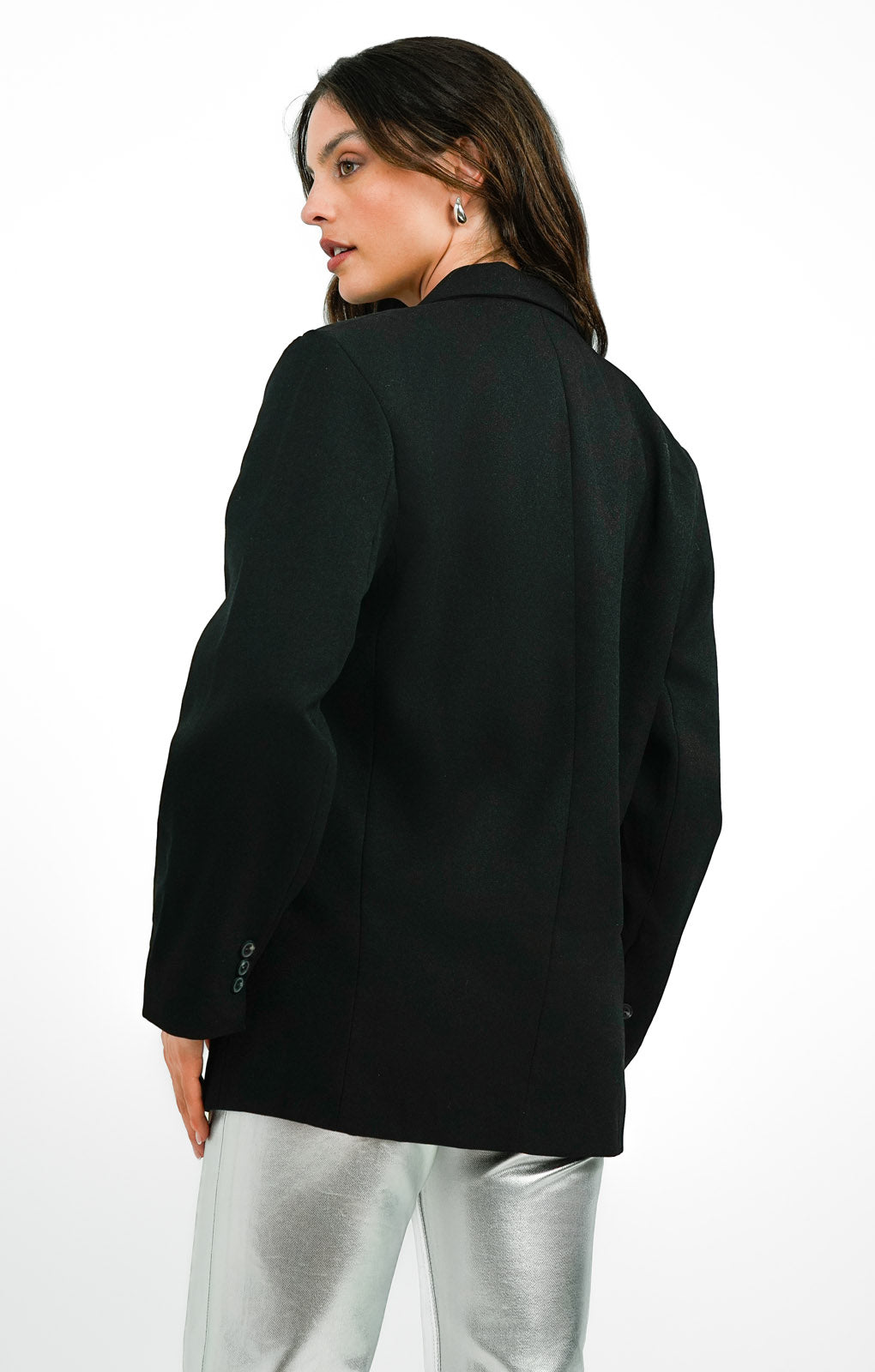 Topshop 90'S Double Breasted 6 Button Blazer In Black