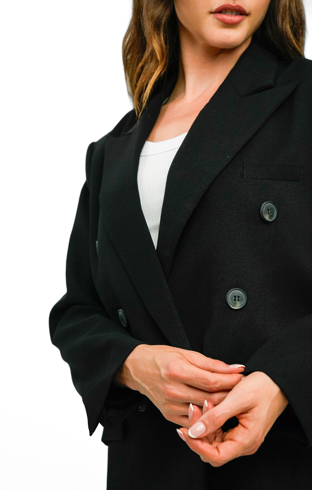 Topshop 90'S Double Breasted 6 Button Blazer In Black
