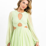 ASOS DESIGN Keyhole Cut Out Mini Skater Dress In Khaki Green