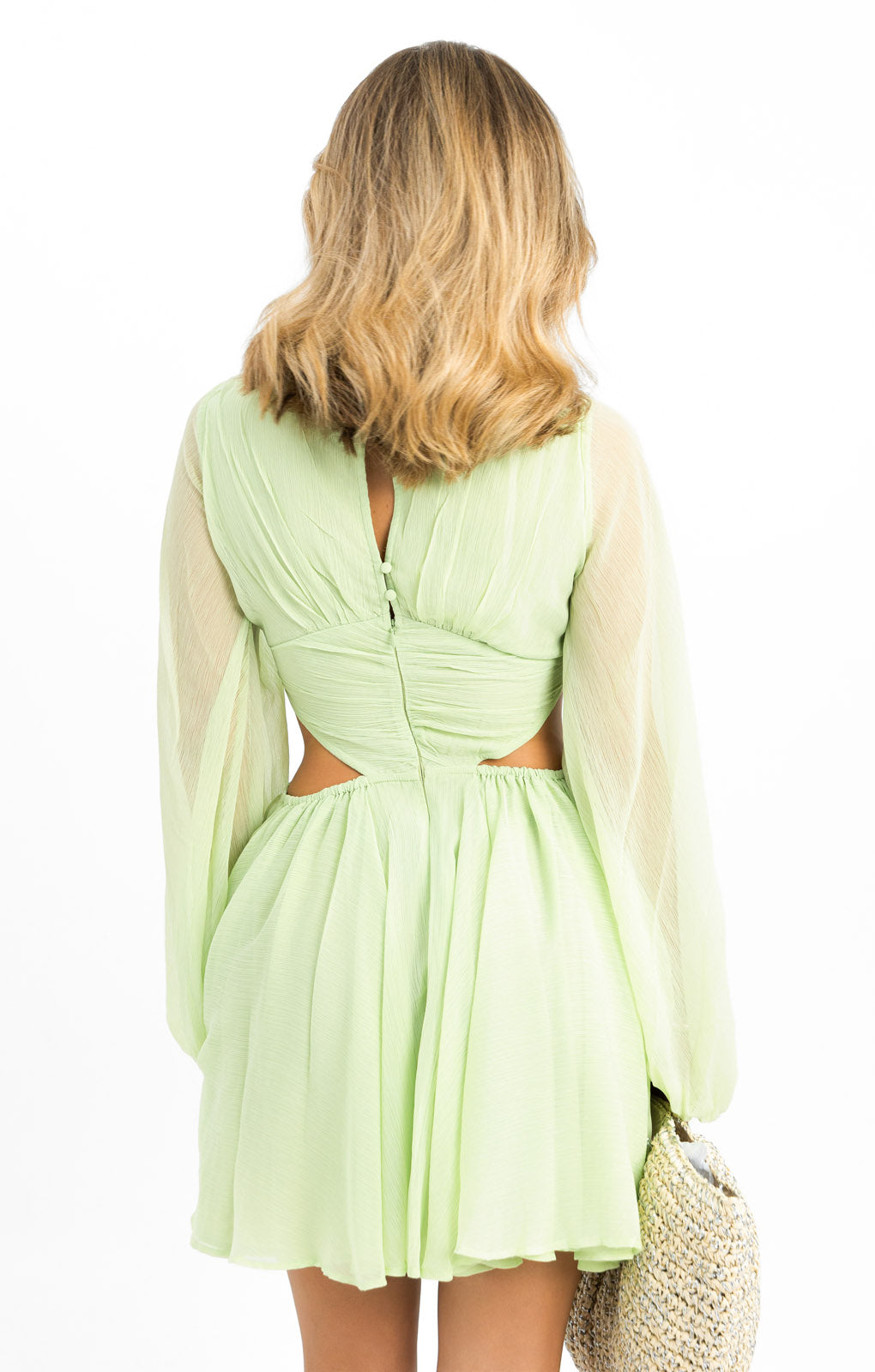 ASOS DESIGN Keyhole Cut Out Mini Skater Dress In Khaki Green