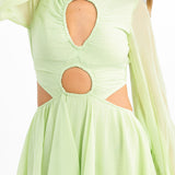 ASOS DESIGN Keyhole Cut Out Mini Skater Dress In Khaki Green