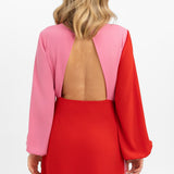 Pretty Lavish Knot Front Contrast Midaxi Dress In Pink And Red – dresses by Pretty Lavish, available to rent from Hirestreet