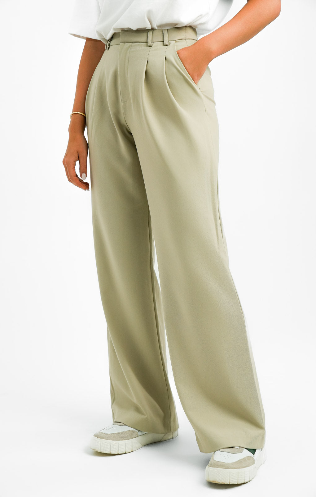 Miss Selfridge Satin Panel Trouser In Khaki