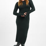 Miss Selfridge Fitted Knit Lattice Back Maxi Dress In Black