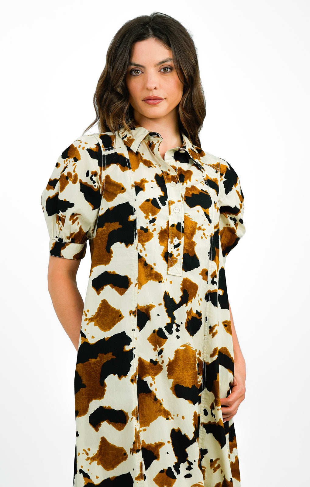 Whistles Maxi Shirt Dress In Cow Print
