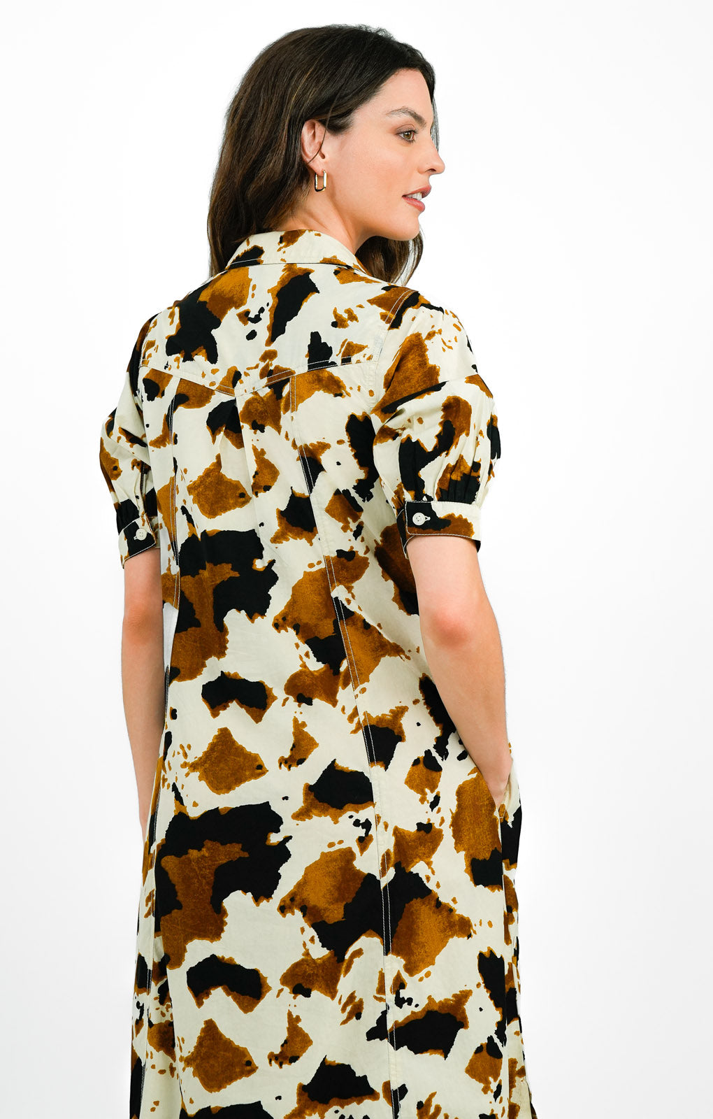 Whistles Maxi Shirt Dress In Cow Print
