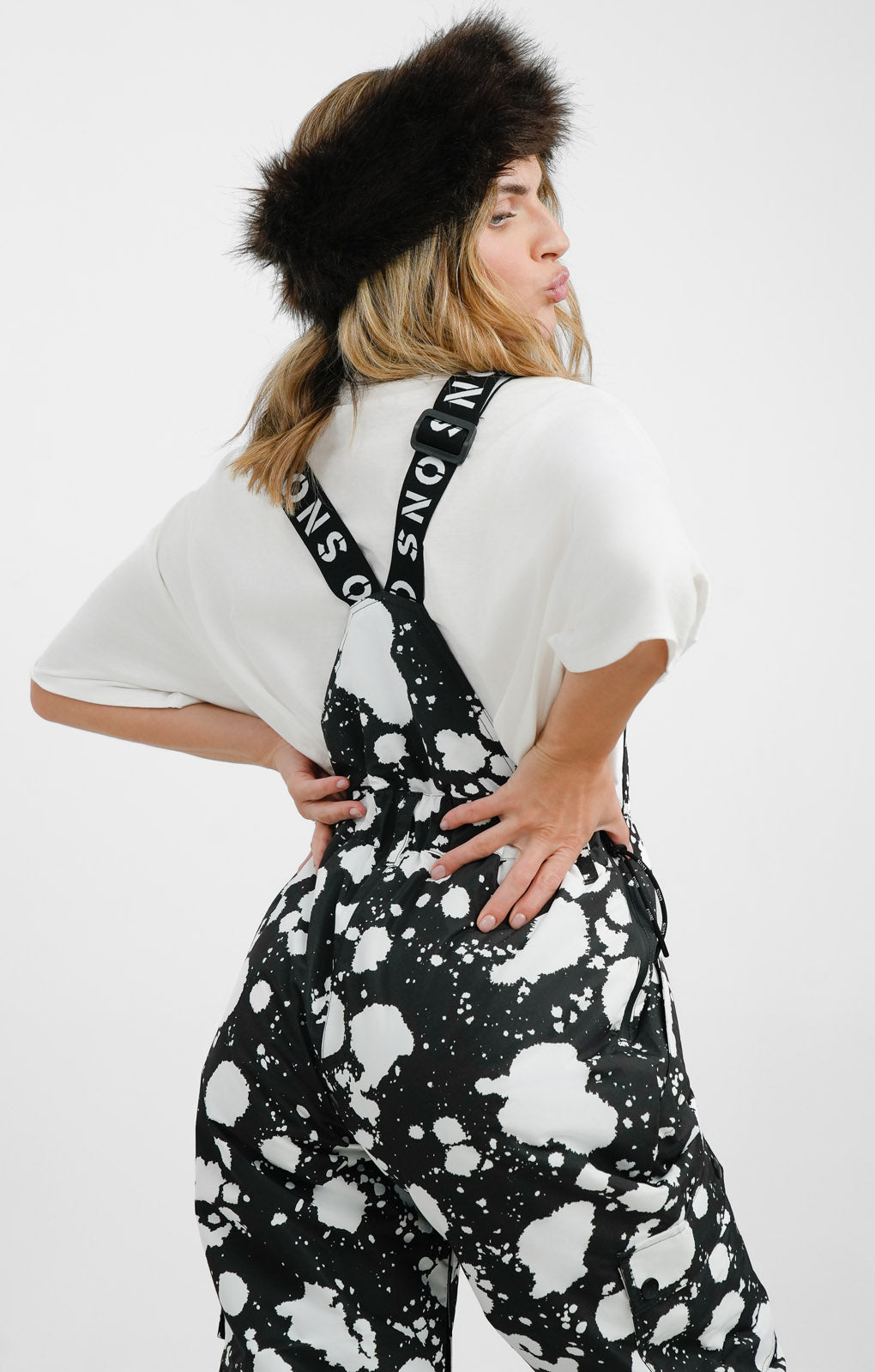 Topshop Sno Mensy Ski Straight Leg Dungaree In Mono Splodge