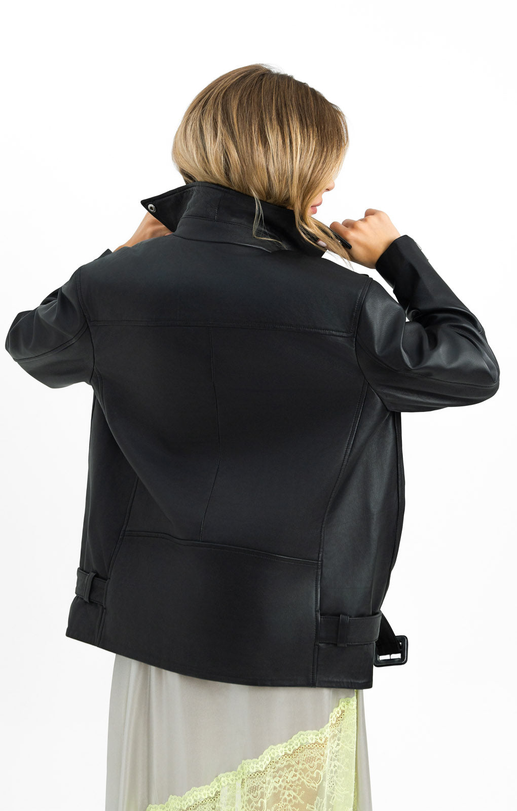 Muubaa Oversized Longline Leather Jacket In Black