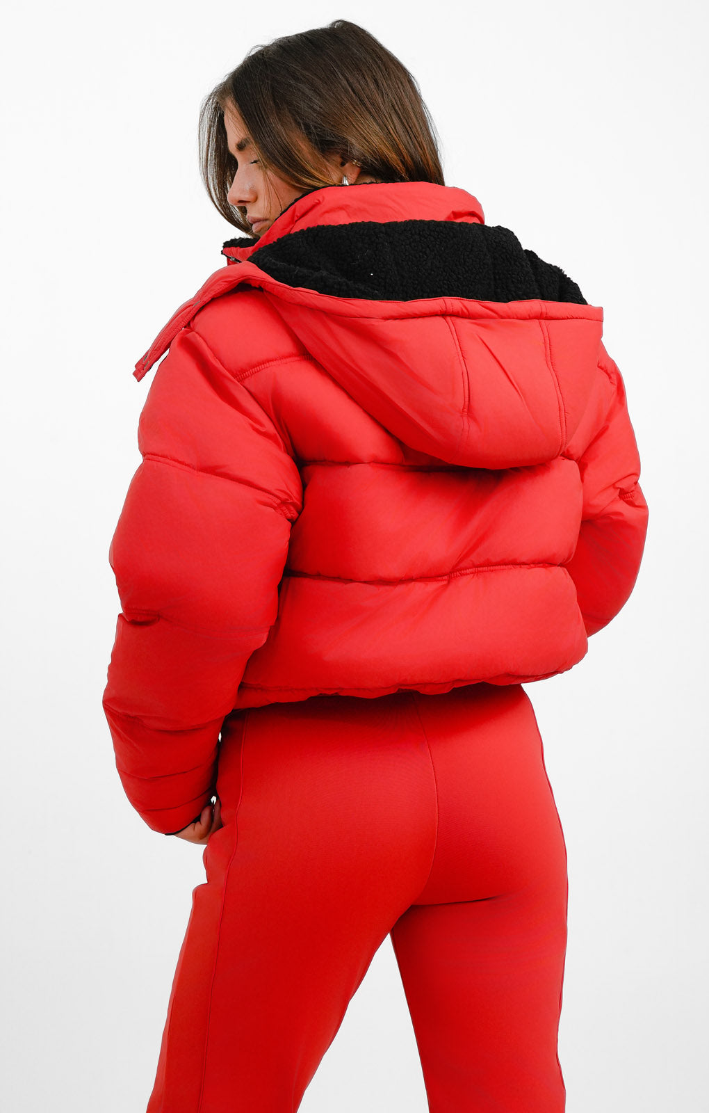 Topshop Sno Ski Hooded Puffer Jacket In Red