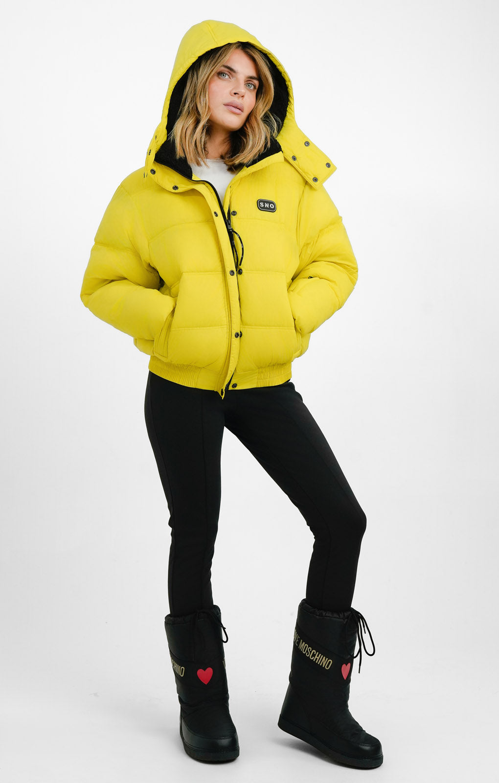 Topshop Sno Ski Hooded Puffer Jacket In Chartreuse