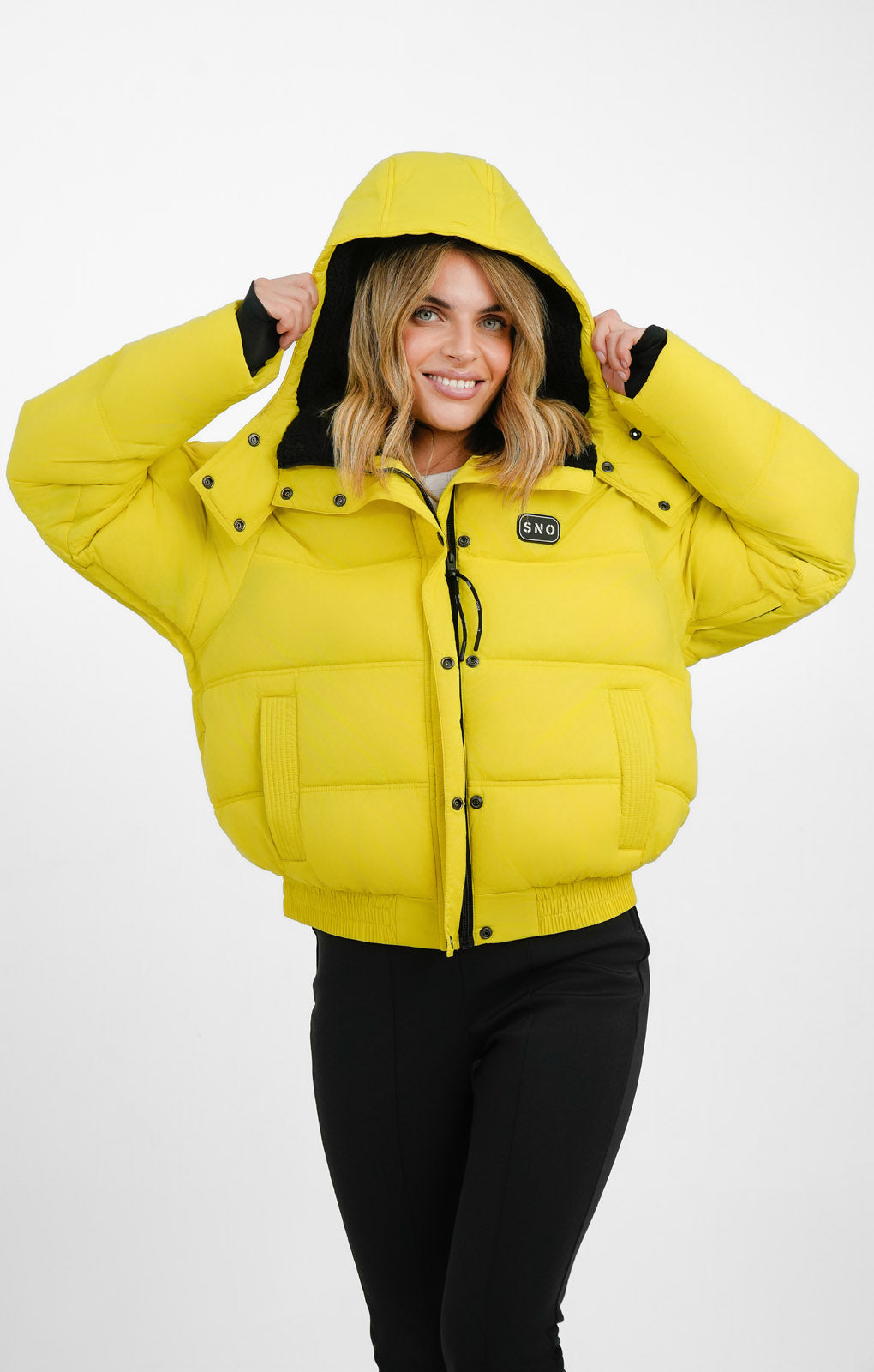 Topshop Sno Ski Hooded Puffer Jacket In Chartreuse