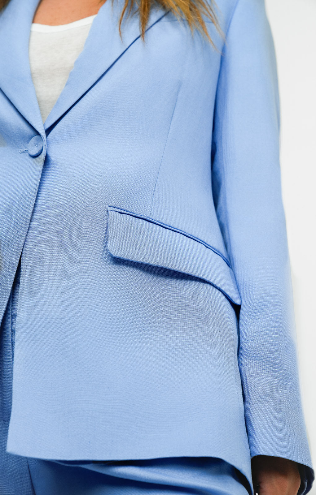 Linen Blend Co-Ord Blazer In Blue