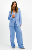 Linen Blend Tailored Trousers In Blue