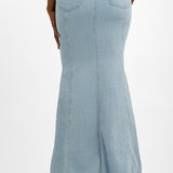 Topshop Tall Highwaist Denim Fishtail Skirt In Bleach