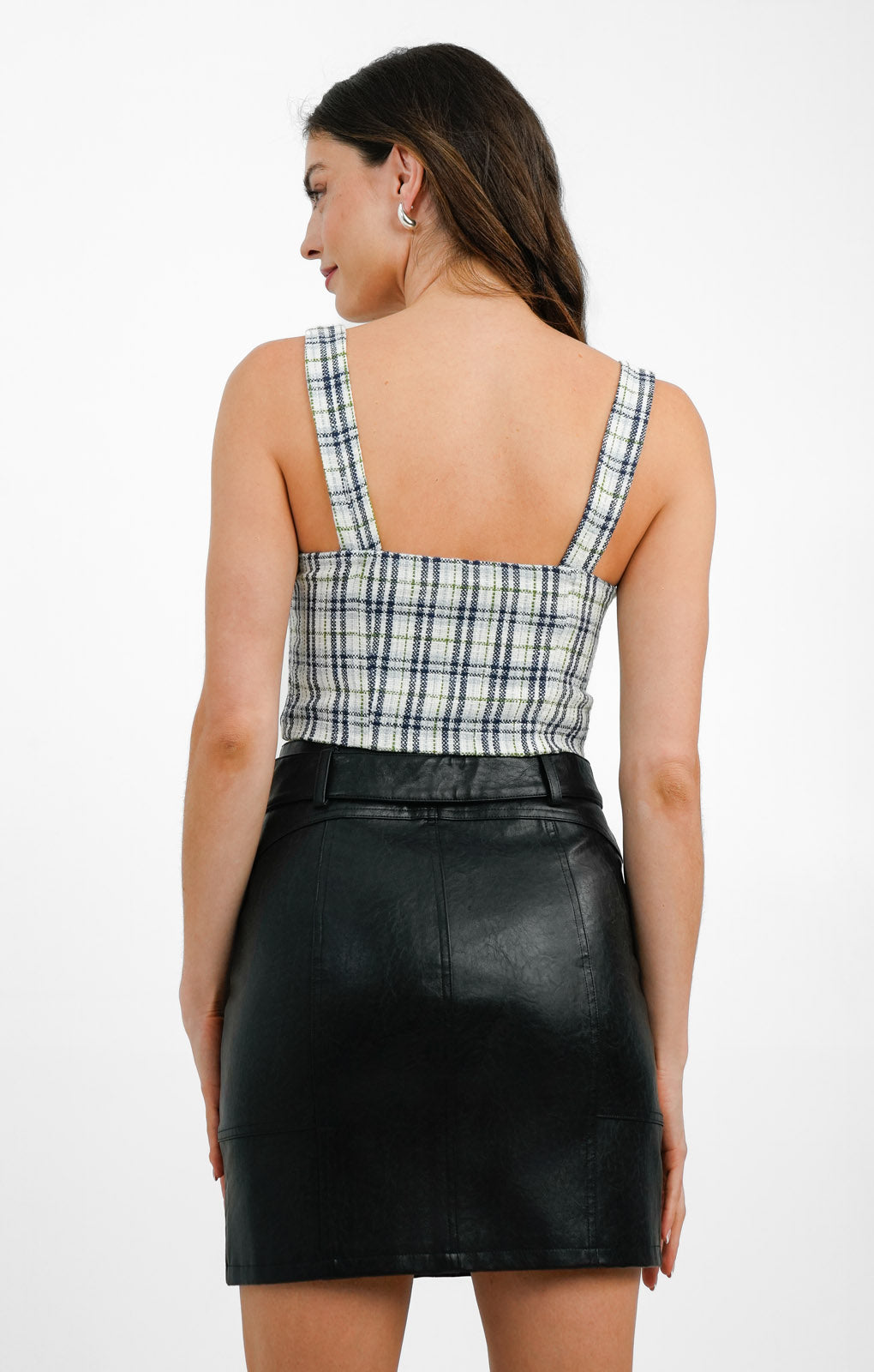 Abercrombie & Fitch Tweed Top In Blue Check