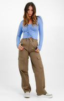 Dr Denim Donna Cargo Trousers In Brown