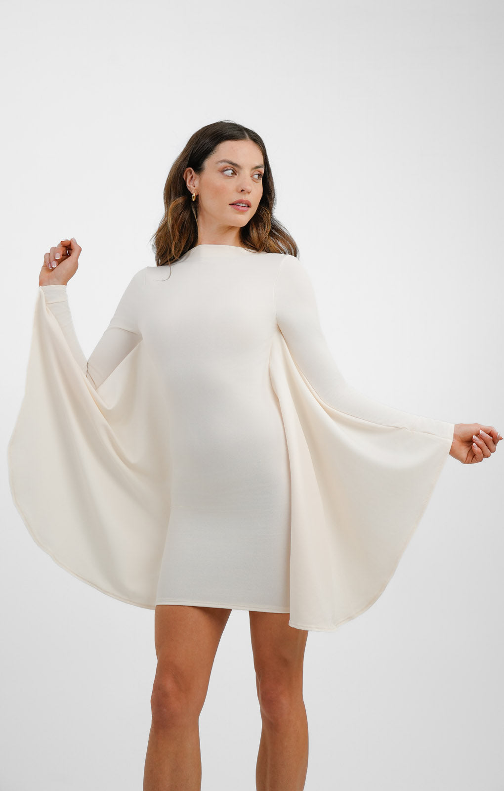 ASOS DESIGN High Neck Cape Mini Dress In Stone