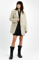 ASOS DESIGN Tall Twill Grandad Oversized Blazer In Oatmeal
