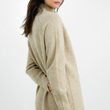 ASOS DESIGN Tall Knitted Oversized Midi Dress With High Neck In Stone