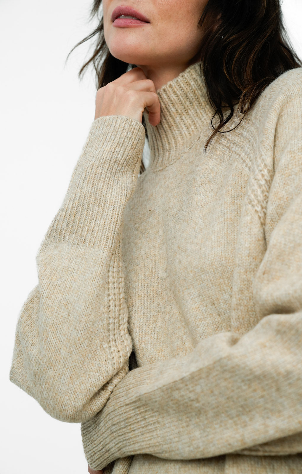 ASOS DESIGN Tall Knitted Oversized Midi Dress With High Neck In Stone