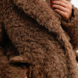 Glamorous Longline Brushed Fluffy Coat In Walnut