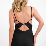ASOS DESIGN Pleated Twist Detail Washed Satin Cami Maxi Dress In Black