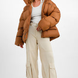 Columbia Puffect Surplus Puffer Coat In Brown