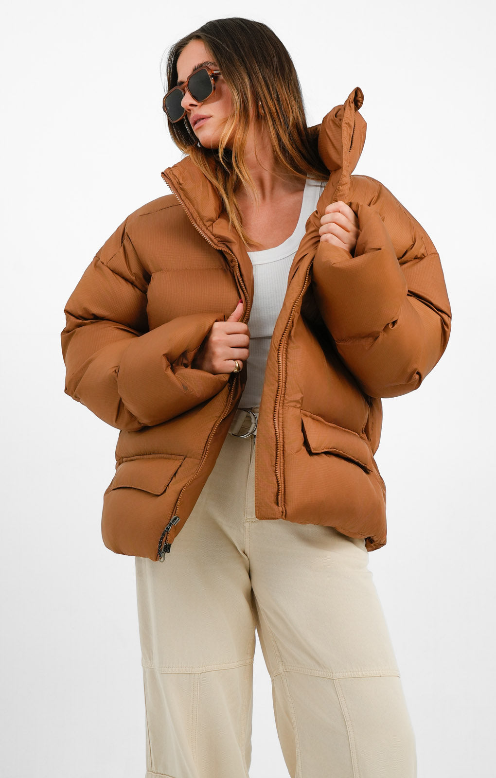 Columbia Puffect Surplus Puffer Coat In Brown
