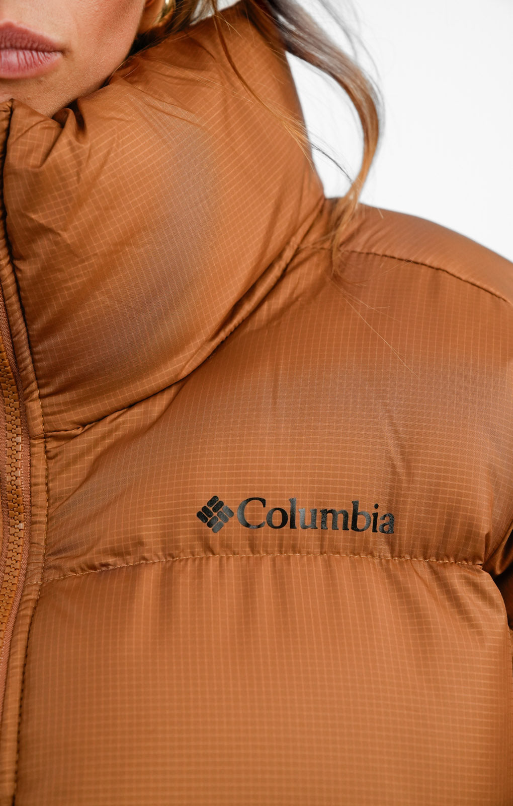 Columbia Puffect Surplus Puffer Coat In Brown